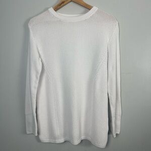 Blarney woollen Mills White Cotton Knit Button sleeve sweater size large
